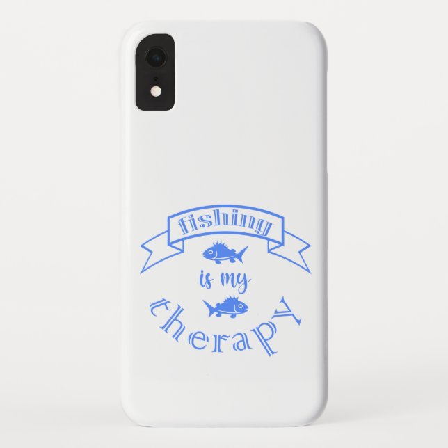 Banner ribbon quote Fishing is my therapy Case-Mate iPhone Case (Back)