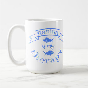 Banner ribbon quote Fishing is my therapy Coffee Mug