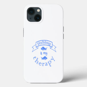 Banner ribbon quote Fishing is my therapy iPhone 13 Case