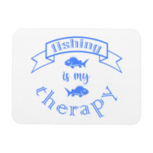 Banner ribbon quote Fishing is my therapy Magnet