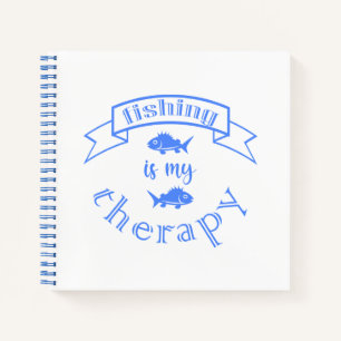 Banner ribbon quote Fishing is my therapy Notebook