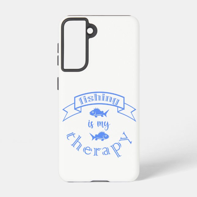 Banner ribbon quote Fishing is my therapy Samsung Galaxy S21 Case (Back)