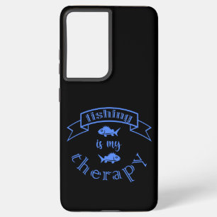 Banner ribbon quote Fishing is my therapy Samsung Galaxy Case