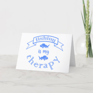 Banner ribbon quote Fishing is my therapy Thank You Card