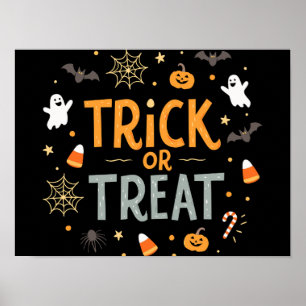 Banner treak or treat Halloween day Poster