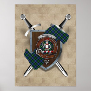 Bannerman Clan Badge Crossed Swords Poster 18x24