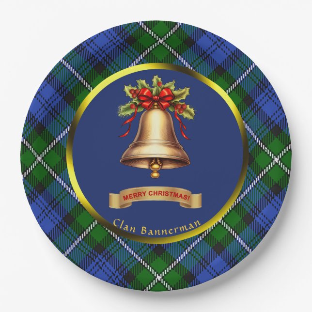 Bannerman Tartan Personalised Christmas Paper Plate (Front)