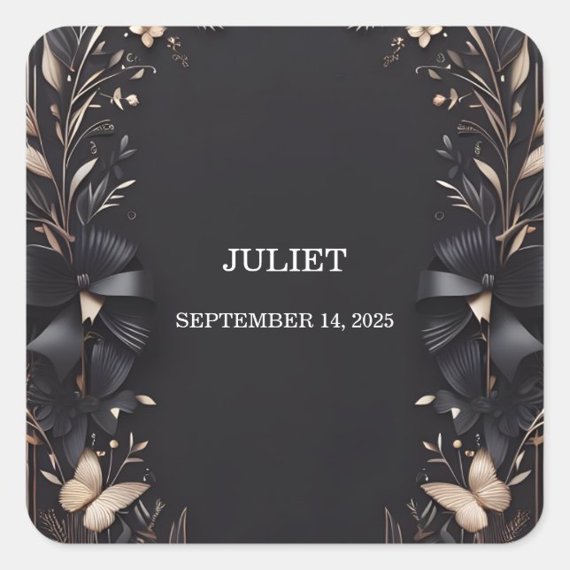 Banners Bows Satin Ribbon Cutting Bridal Shower Square Sticker (Front)