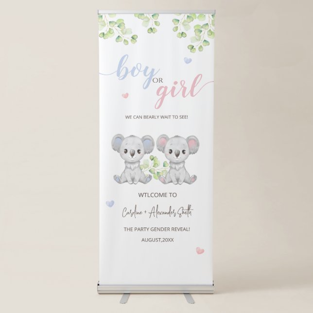 Banners for Koala Gender Reveal Party.  (Front)