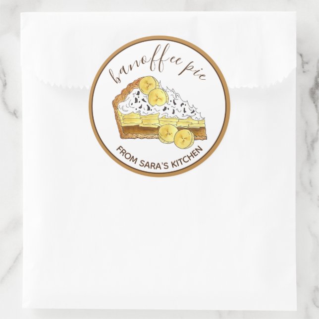 Banoffee Banana Toffee Pie Baked By Homemade Classic Round Sticker (Bag)