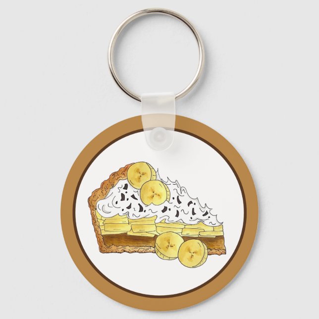 Banoffee Banana Toffee Pie Slice UK British Food Key Ring (Front)