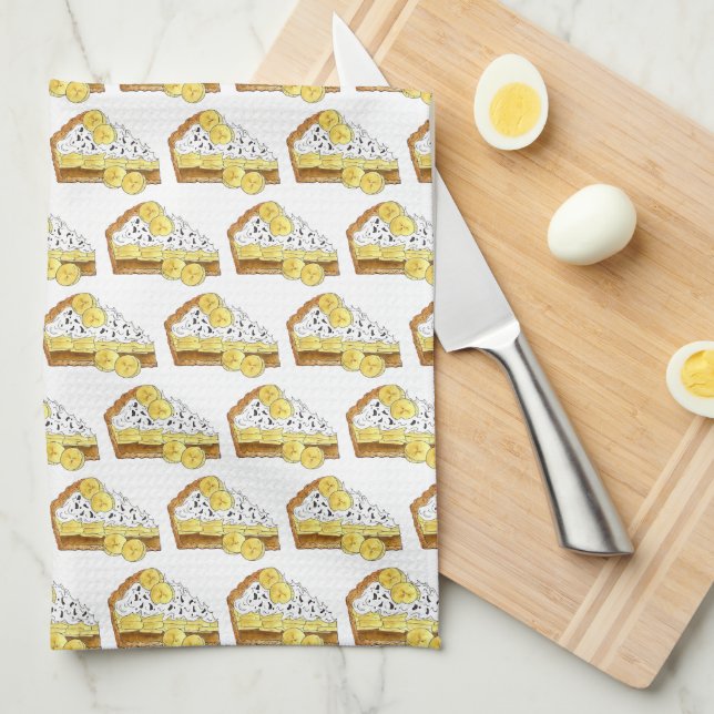 Banoffee Banana Toffee Pie Slice UK British Food Tea Towel (Quarter Fold)