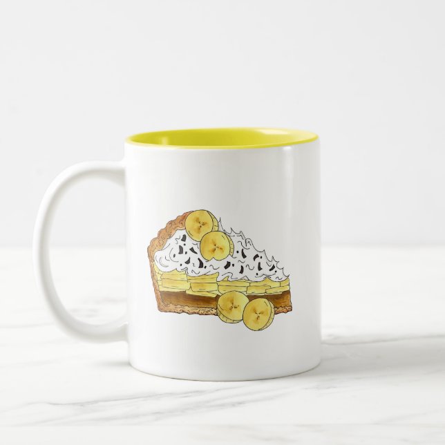 Banoffee Banana Toffee Pie Slice UK British Food Two-Tone Coffee Mug (Left)