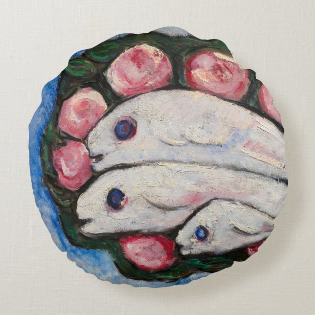 Banquet in Silence, 1935-1936 by Marsden Hartley Round Cushion (Back)