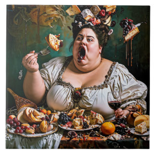 "Banquet of Chaos" Surreal Colourful Artwork Tile