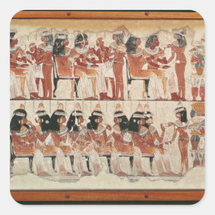 Banquet scene, from Thebes, c.1400 BC Square Sticker