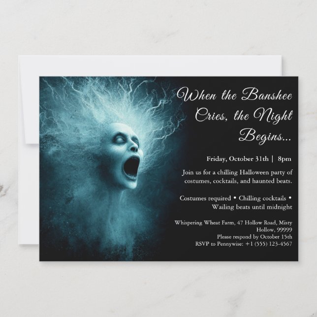 Banshee Cry Halloween Costume Party Invitation (Front)