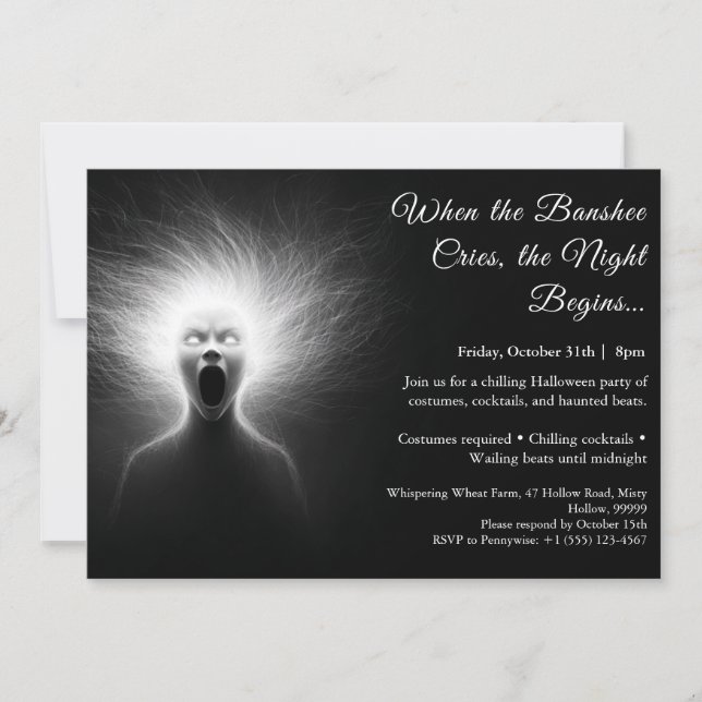 Banshee Cry Halloween Costume Party Invitation (Front)