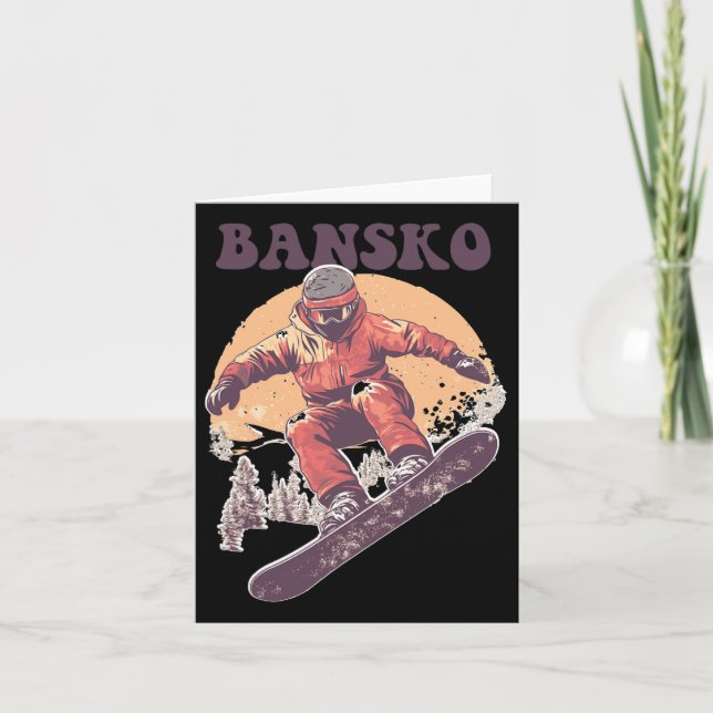 Bansko Bulgaria Retro Snowboard  Card (Front)