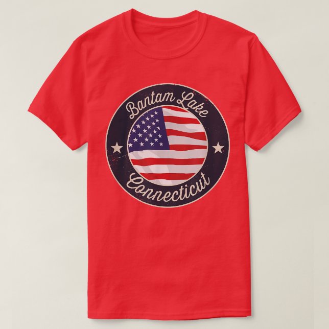 Bantam Lake - Patriotic Connecticut Souvenir T-Shi T-Shirt (Design Front)