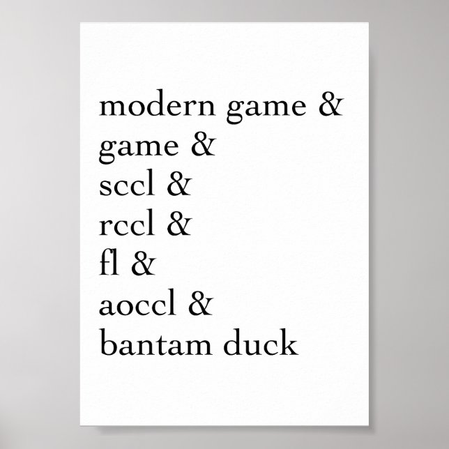 Bantam Poultry Exhibition Classes Poster (Front)
