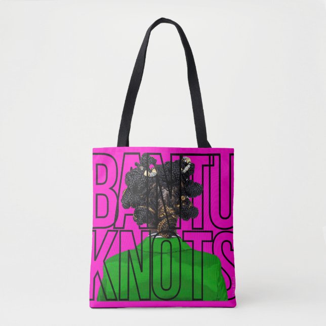 Bantu Knots in pink and green Tote Bag (Front)