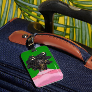 Bantu Knots. Pink and Green. Luggage tag. Tag