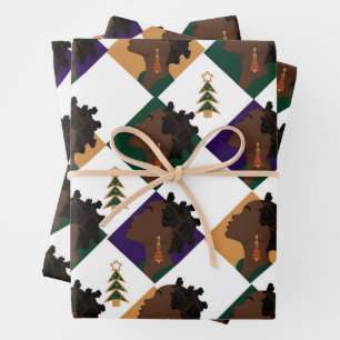 Bantu Violet Wrapping Paper Flat Sheet Set of 3