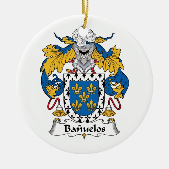 Banuelos Family Crest Ceramic Tree Decoration (Front)