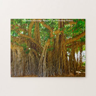 Banyan Tree Honolulu HawaiI. Christmas Greetings Jigsaw Puzzle