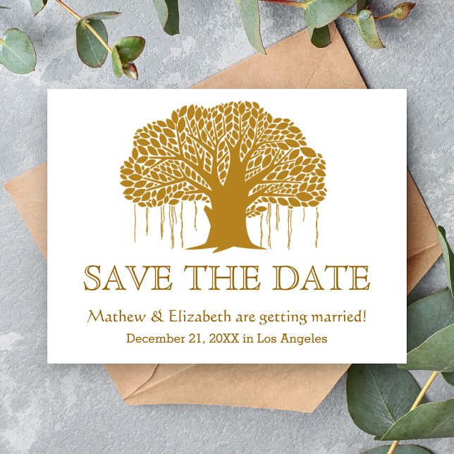 Banyan Tree Rustic Outdoor Wedding Save The Date Announcement Postcard (Creator Uploaded)