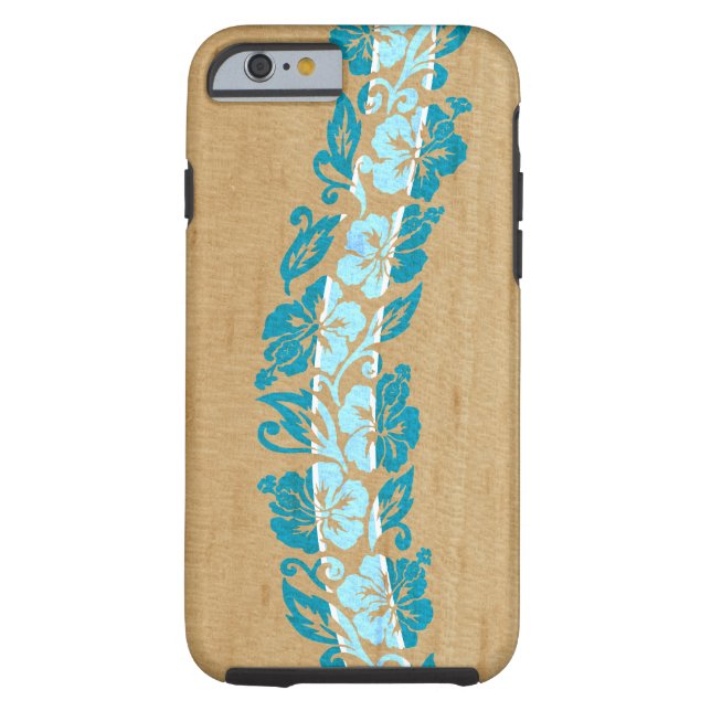Banyans Hawaiian Hibiscus Faux Wood Surfboard Case-Mate iPhone Case (Back)