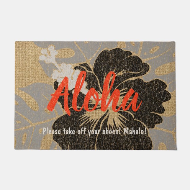 Banzai Beach Hawaiian Hibiscus Floral Aloha Doormat (Front)