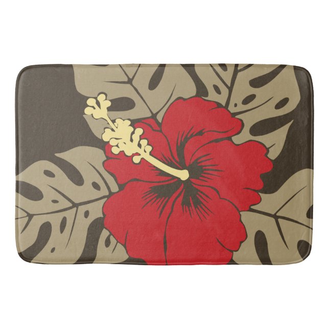 Banzai Beach Hawaiian Hibiscus Floral Bath Mat (Front)