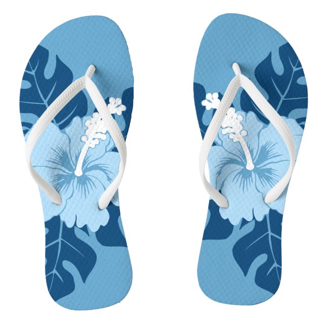 Banzai Beach Hawaiian Hibiscus Floral Flip Flops (Footbed)