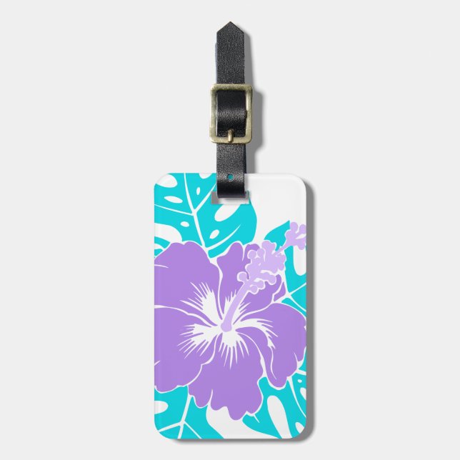 Banzai Beach Hawaiian Hibiscus Floral Luggage Tag (Front Vertical)