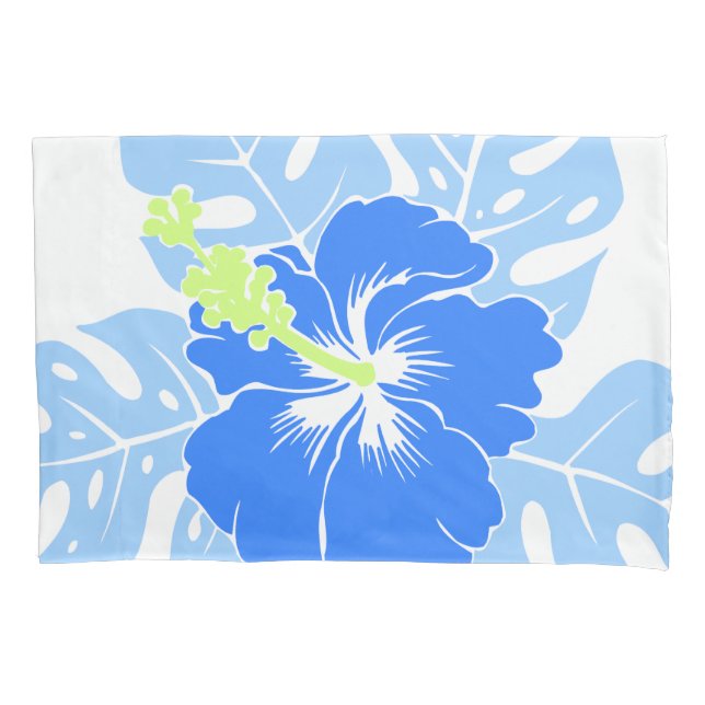 Banzai Beach Hawaiian Hibiscus Reversible Stripe Pillowcase (Front)
