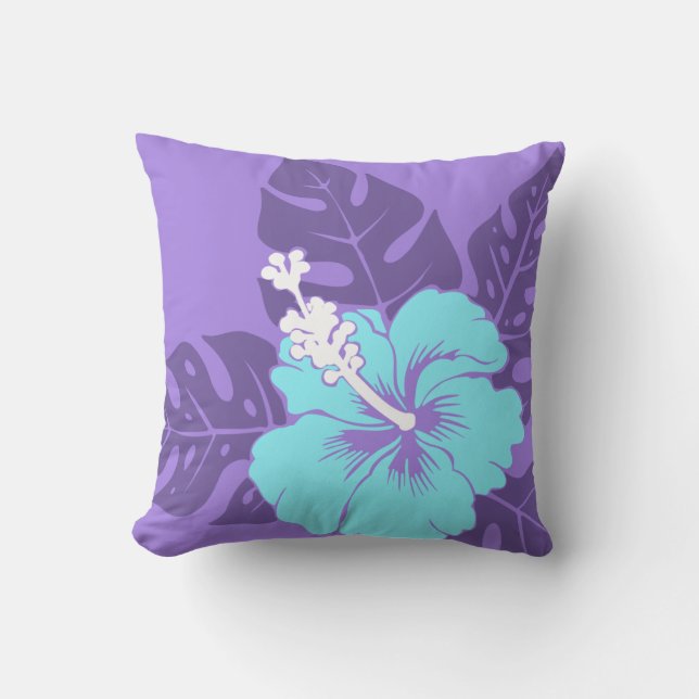 Banzai Beach Hawaiian Hibiscus Square Pillows (Front)