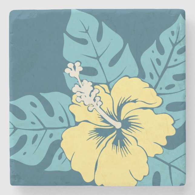 Banzai Beach Hawaiian Hibiscus Tiki Bar Coasters (Front)