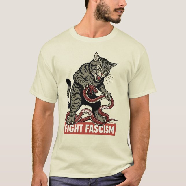 Banzai Kat Fight Fascism T-Shirt (Front)
