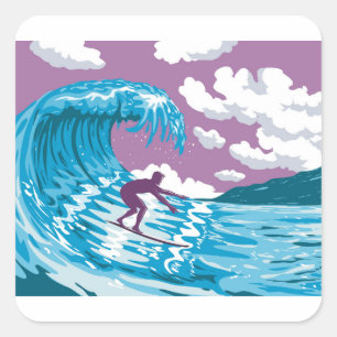 Banzai Pipeline Off Ehukai Beach Park Hawaii WPA  Square Sticker