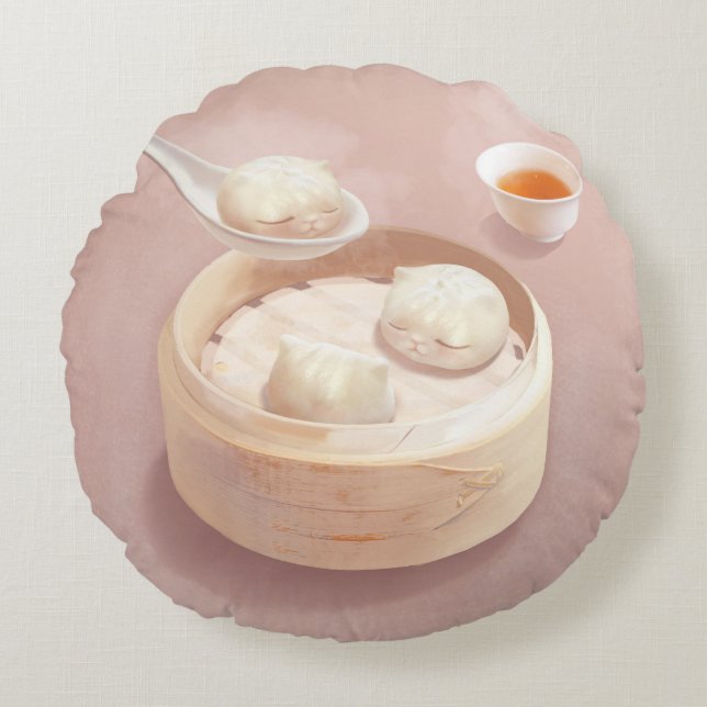 Bao Baby – Tea Time Bao Buddies Round Cushion (Front)