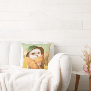 Bao Bao: Cute Farmer Cat & Hen Harvest Cushion