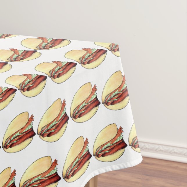 Bao Buns Porkbelly Lotus Bun Chinese Food Print Tablecloth (In Situ)