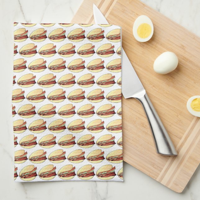 Bao Buns Porkbelly Lotus Bun Chinese Food Print Tea Towel (Quarter Fold)