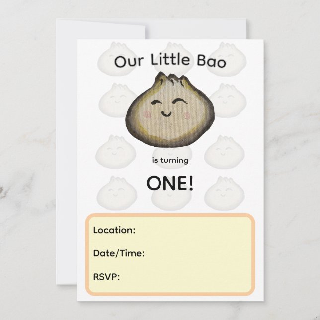 Bao Dumpling Birthday Party Invitation (Front)