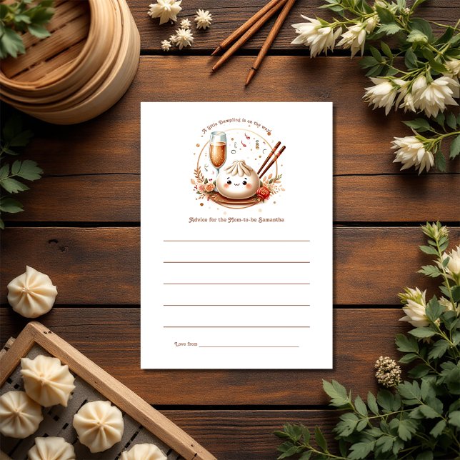 Bao in the Oven Theme Little Dumpling Baby Shower Advice Card (Bao in the Oven Theme Little Dumpling Baby Shower Advice Card)