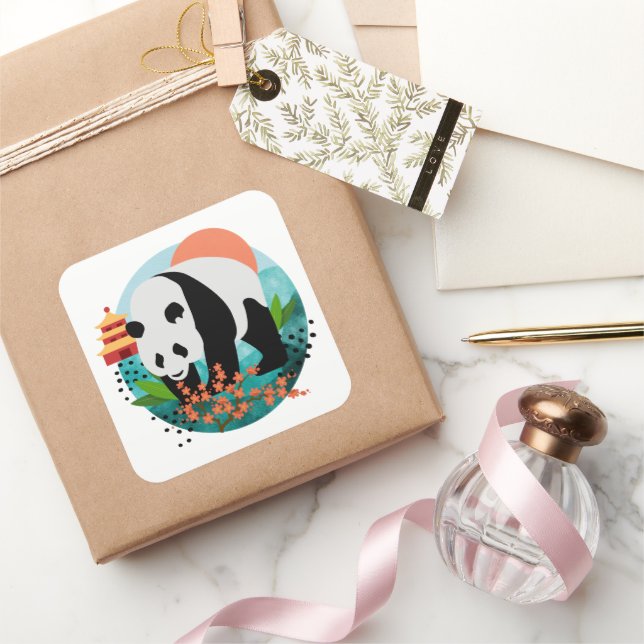 BAO SHI - Panda -stickers 2 sizes Square Sticker (Gifting)