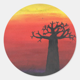 Baobab Silhouette Classic Round Sticker