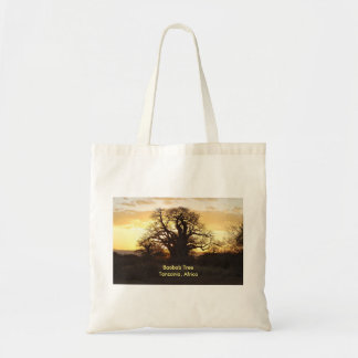 baobab tree at sunset tote bag